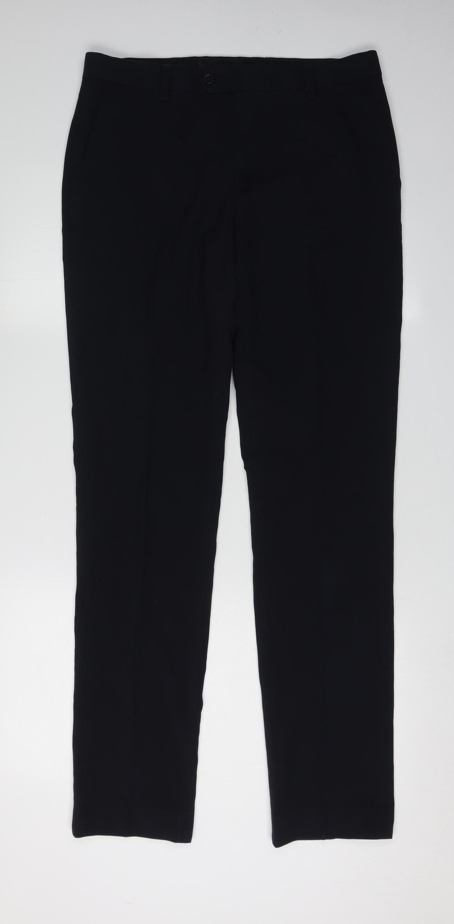 Next Men's Black Trousers, Size L, Straight Leg