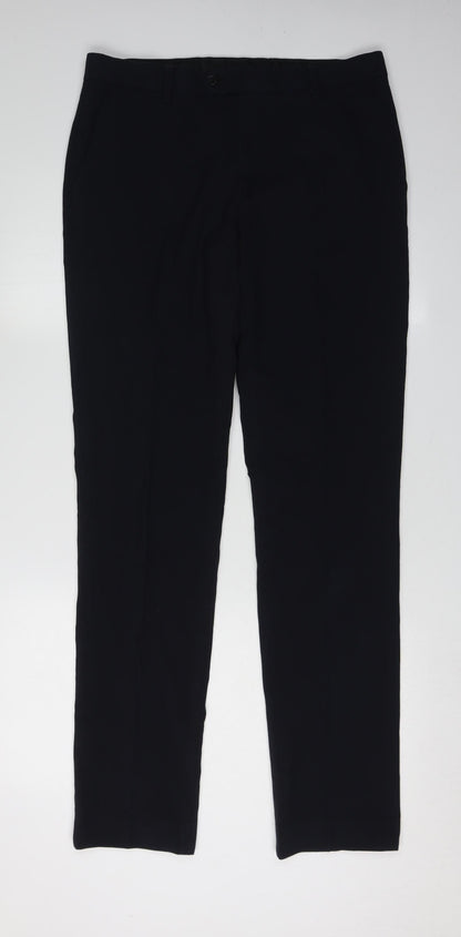 Next Men's Black Trousers, Size L, Straight Leg