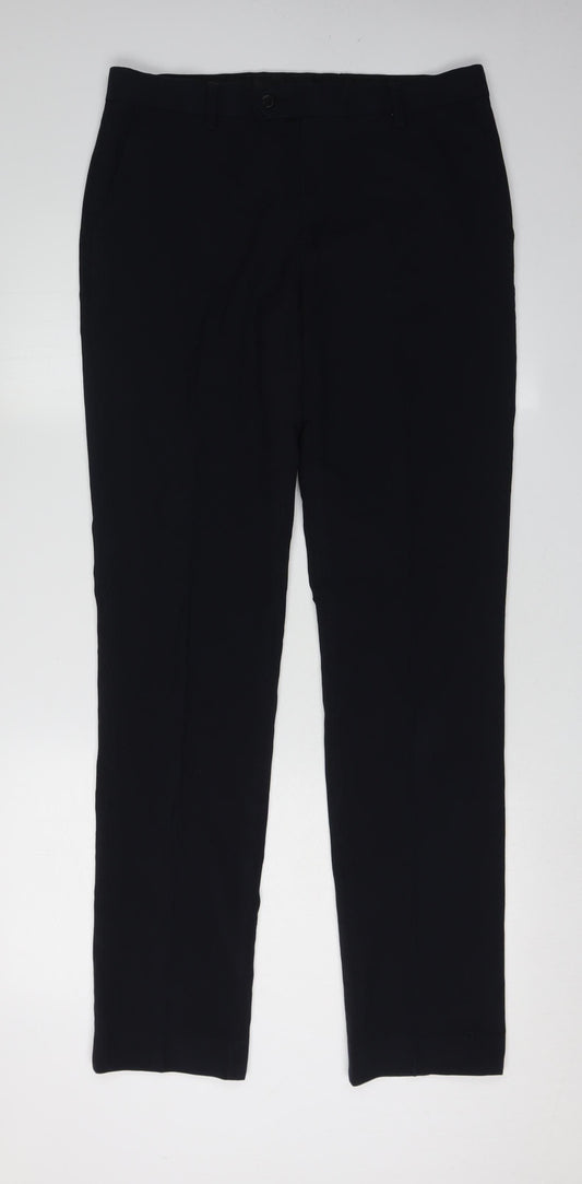 Next Men's Black Trousers, Size L, Straight Leg