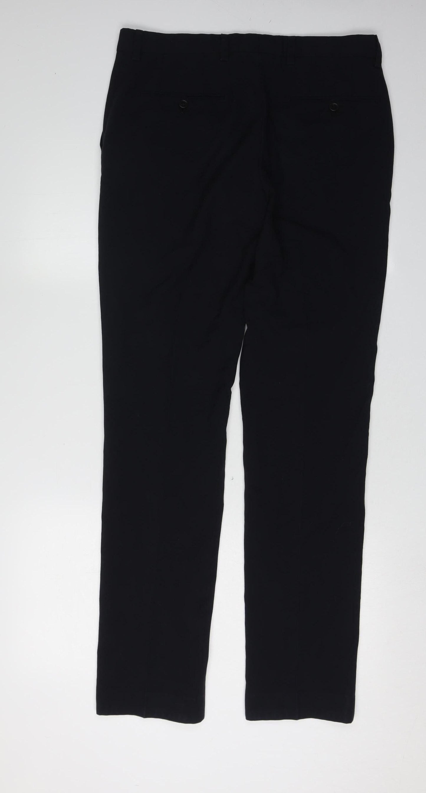 Next Men's Black Trousers, Size L, Straight Leg