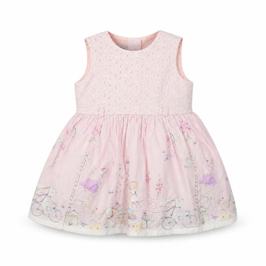 Next Girls Pink A-Line Dress, 6-9 Months, Floral Embroidery