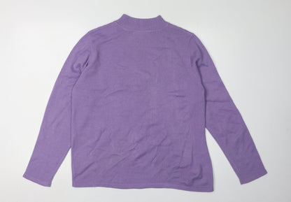 Womens UK Size M Isle Essentials Purple Pullover Jumper