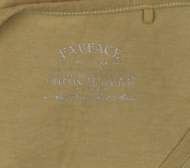 Womens UK Size UK 8 Fat Face Yellow Basic T-Shirt