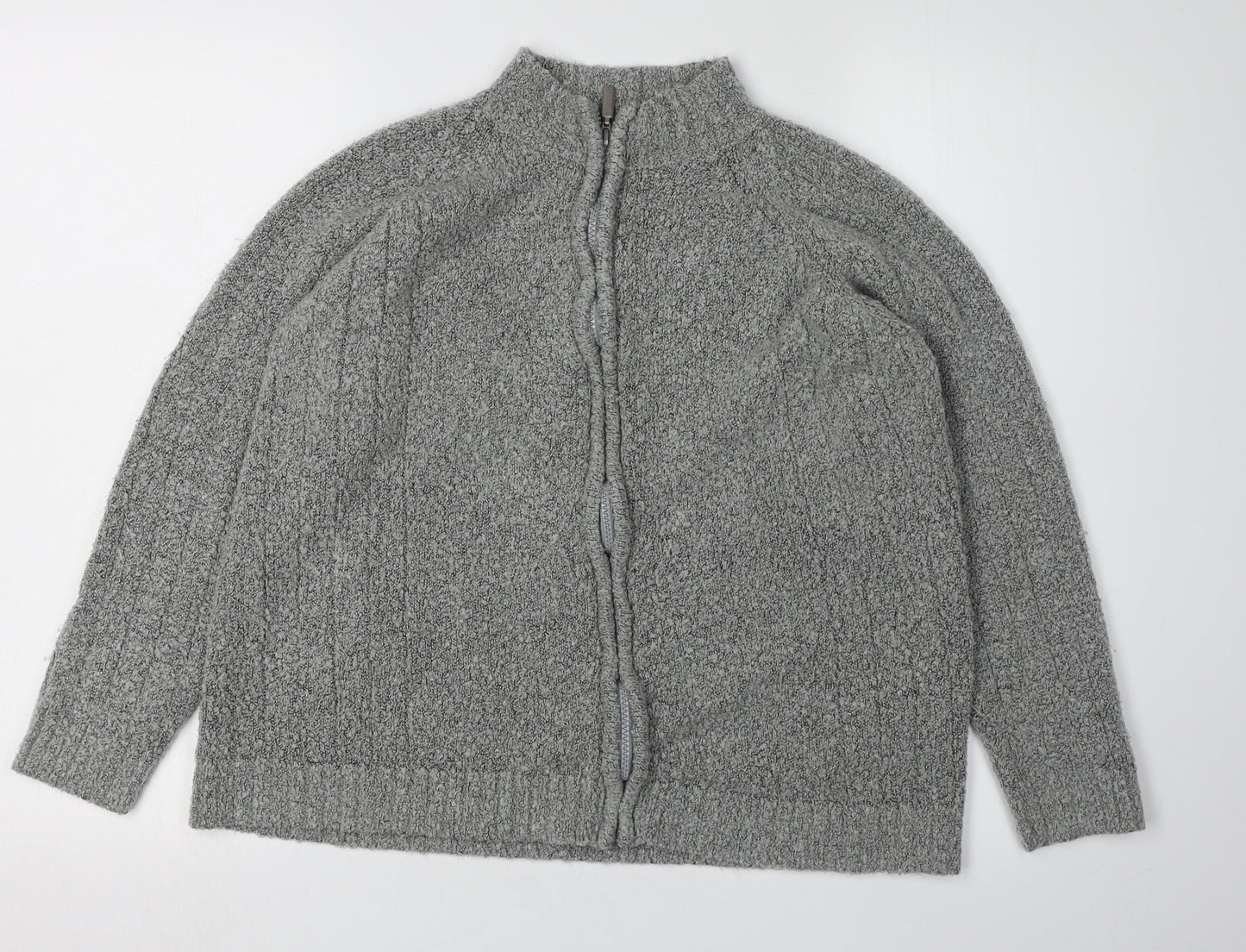 Womens UK Size M EWM Grey Full Zip Jumper