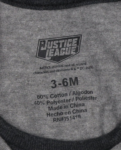 Justice League Unisex Grey Batman Babygrow 3-6 Months