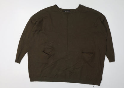 Womens UK Size One Size QED London Green Pullover Jumper