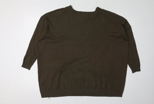 Womens UK Size One Size QED London Green Pullover Jumper