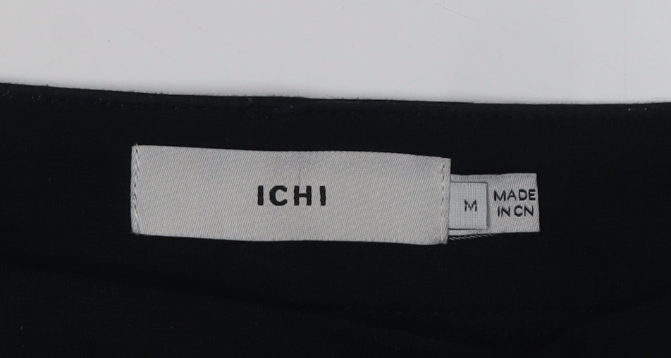 Womens UK Size M ICHI Regular Fit Business Casual Black Trousers