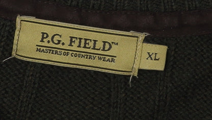 P.G. Field Men's Green V-Neck Pullover Jumper XL