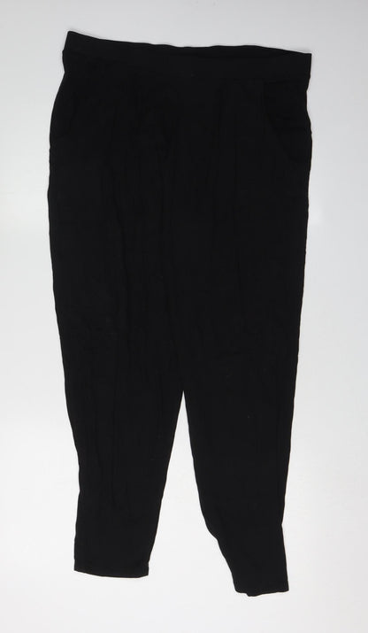 Womens UK Size 16 Capsule Relaxed Fit Casual Black Trousers