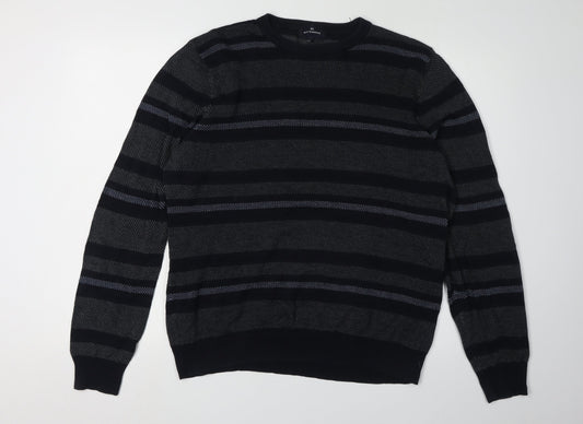 Marks and Spencer Men's Black Striped Pullover Jumper