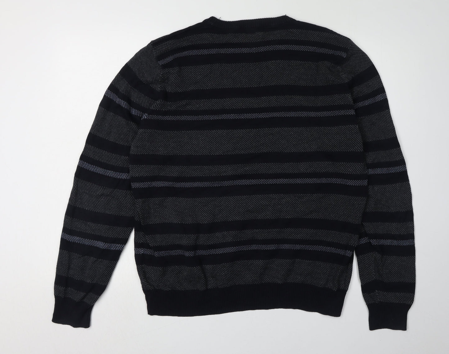 Marks and Spencer Men's Black Striped Pullover Jumper