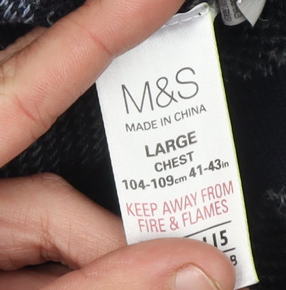 Marks and Spencer Men's Black Striped Pullover Jumper