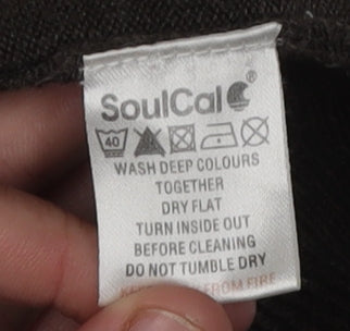 SoulCal Men's Brown Hooded Pullover Jumper - Medium