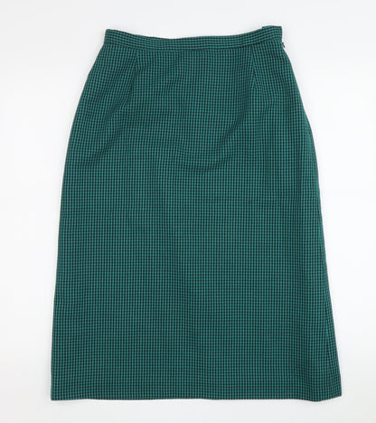 Eastex Women's Green Check Midi Skirt Size 14