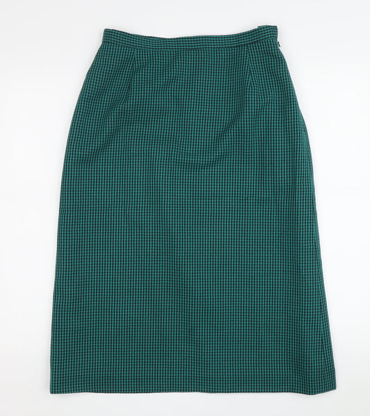 Eastex Women's Green Check Midi Skirt Size 14