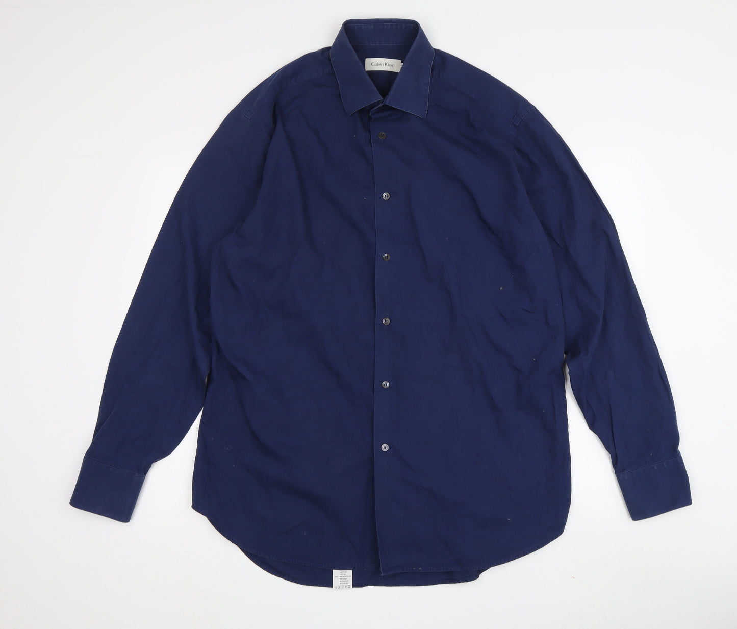 Calvin Klein Men's Blue 16 Cotton Button-Up Shirt