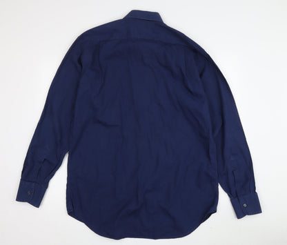 Calvin Klein Men's Blue 16 Cotton Button-Up Shirt