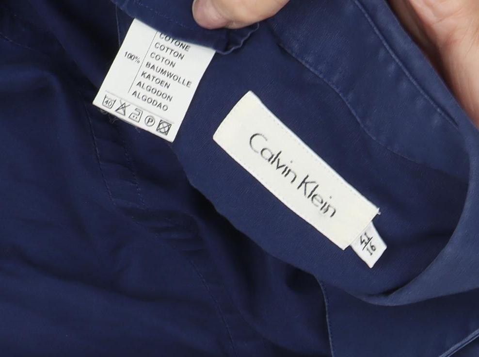 Calvin Klein Men's Blue 16 Cotton Button-Up Shirt