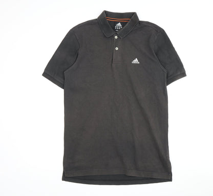 Adidas Men's Black Polo Shirt Size M Cotton
