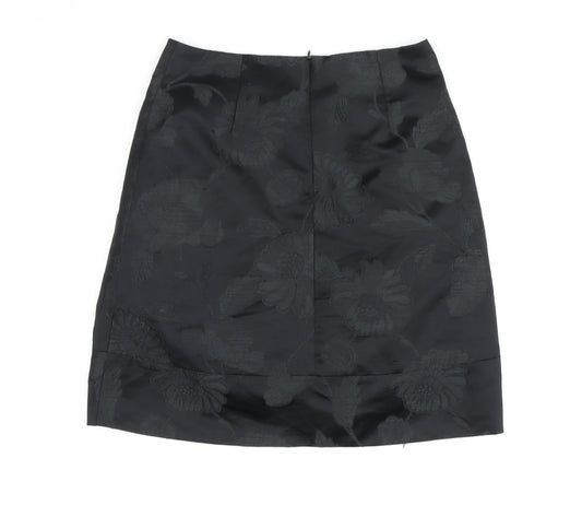 Karen Millen Black Pencil Skirt, Size 8, Floral
