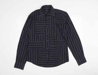 Ben Sherman Men's Black Striped Button-Up Shirt - Size S