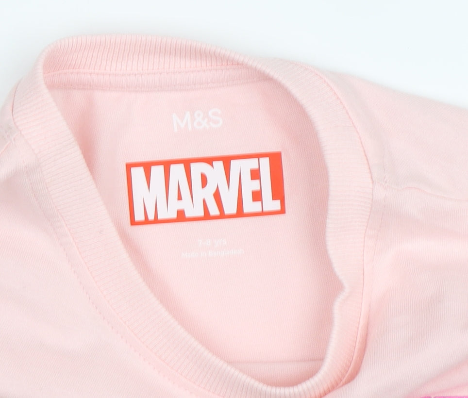 Marvel Pink Graphic T-Shirt for Girls 7-8 Years