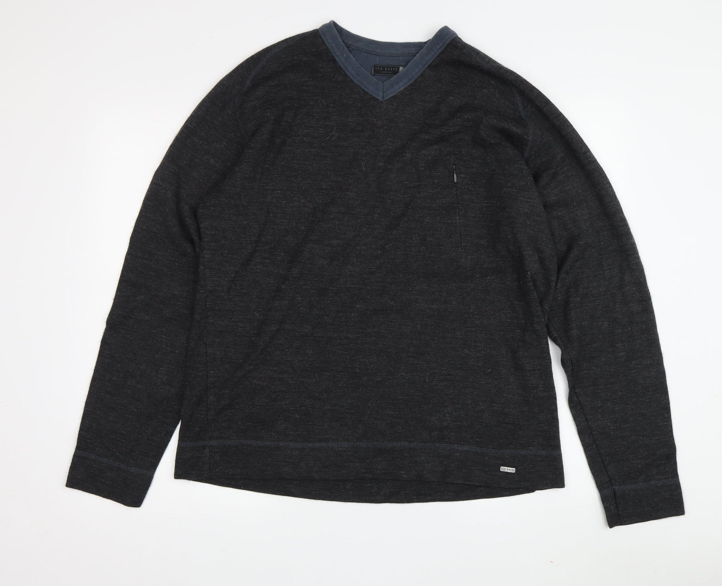 Ted Baker Men's Black V-Neck Pullover Sweatshirt L