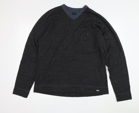 Ted Baker Men's Black V-Neck Pullover Sweatshirt L