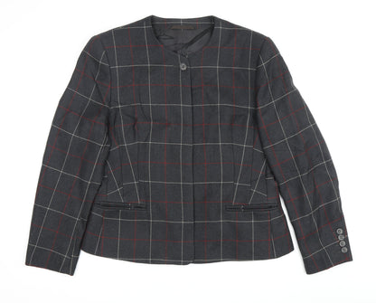 Austin Reed Women's Grey Check Wool Blazer, Size 12, Classic