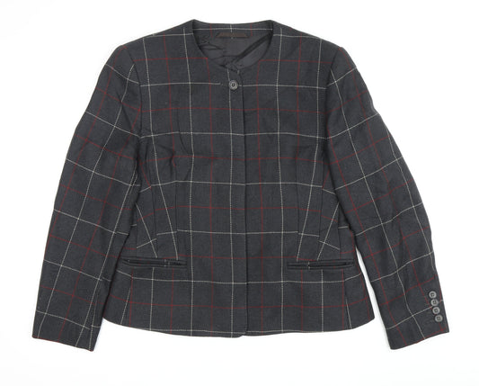 Austin Reed Women's Grey Check Wool Blazer, Size 12, Classic