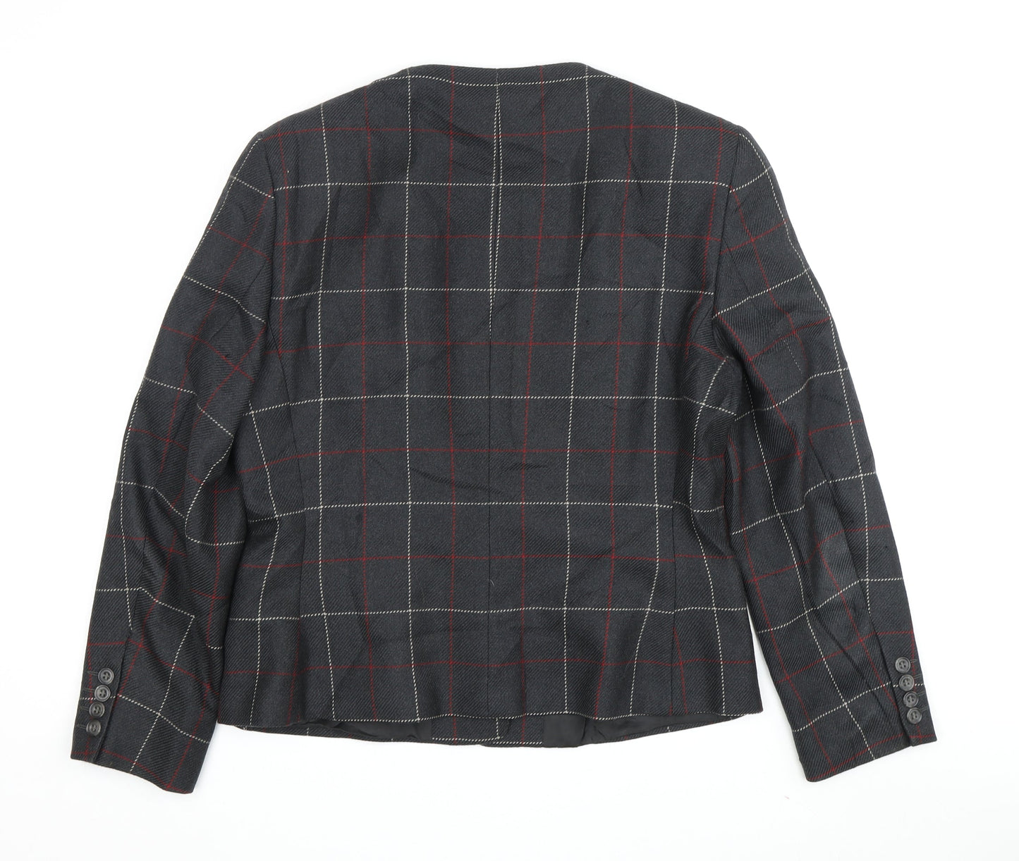 Austin Reed Women's Grey Check Wool Blazer, Size 12, Classic