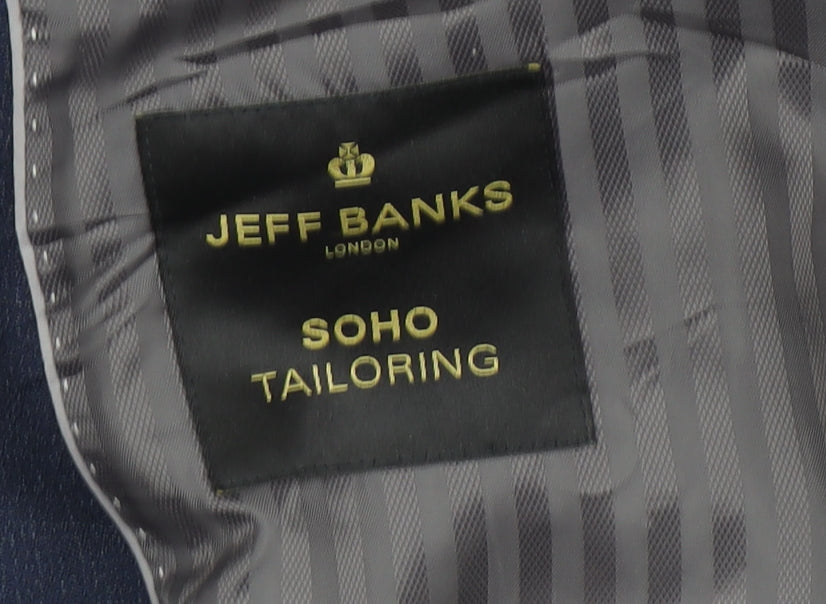 Mens UK Size 48 Jeff Banks Regular Blue Suit Jacket