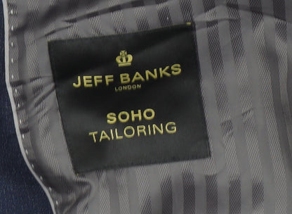 Mens UK Size 48 Jeff Banks Regular Blue Suit Jacket