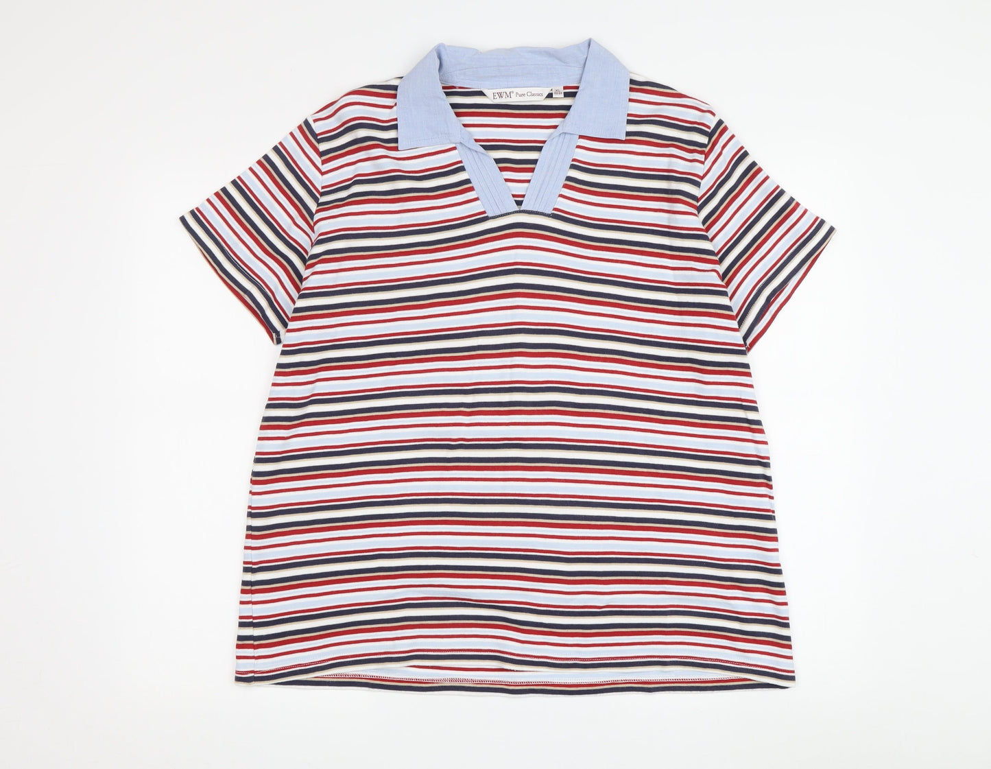 EWM Womens Multicoloured Striped Polo Shirt XL