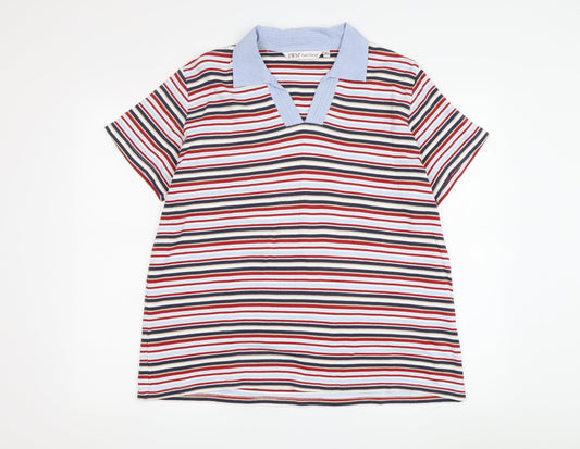 EWM Womens Multicoloured Striped Polo Shirt XL