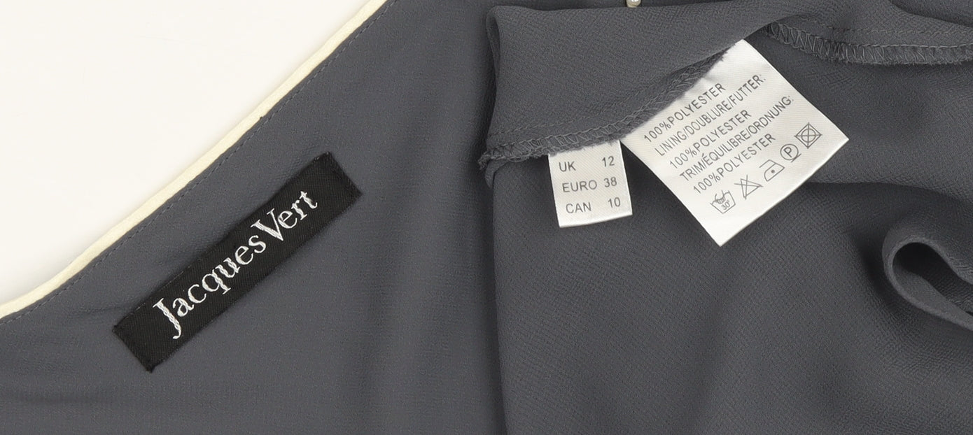 Jacques Vert Women's Grey Embroidered Floral Top, Size 12