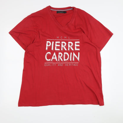 Pierre Cardin Men's Red XL V-Neck T-Shirt