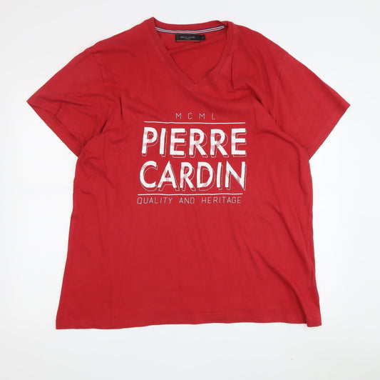 Pierre Cardin Men's Red XL V-Neck T-Shirt
