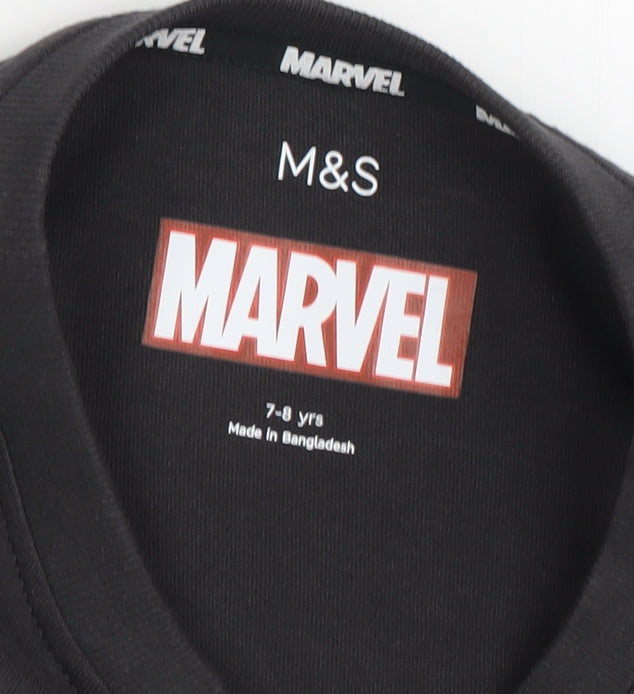 Marks and Spencer Boys Black Marvel T-Shirt, Size 7-8