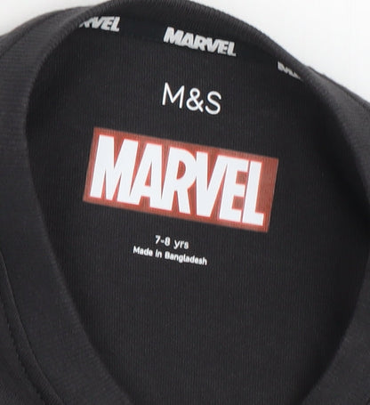 Marks and Spencer Boys Black Marvel T-Shirt, Size 7-8