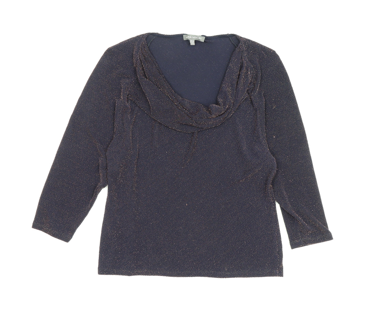 Womens UK Size 12 Laura Ashley Blue Cowl Neck Blouse