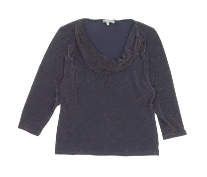 Womens UK Size 12 Laura Ashley Blue Cowl Neck Blouse