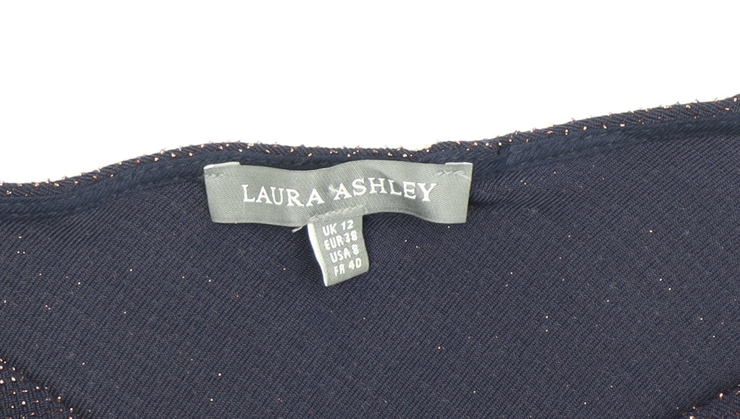 Womens UK Size 12 Laura Ashley Blue Cowl Neck Blouse
