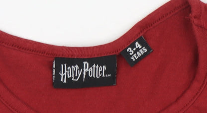 Harry Potter Boys Red T-Shirt 3-4 Years Quidditch Graphic