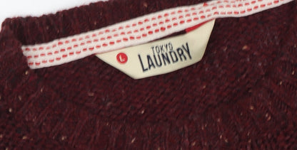 Tokyo Laundry Men's Red Cable-Knit Pullover Jumper L