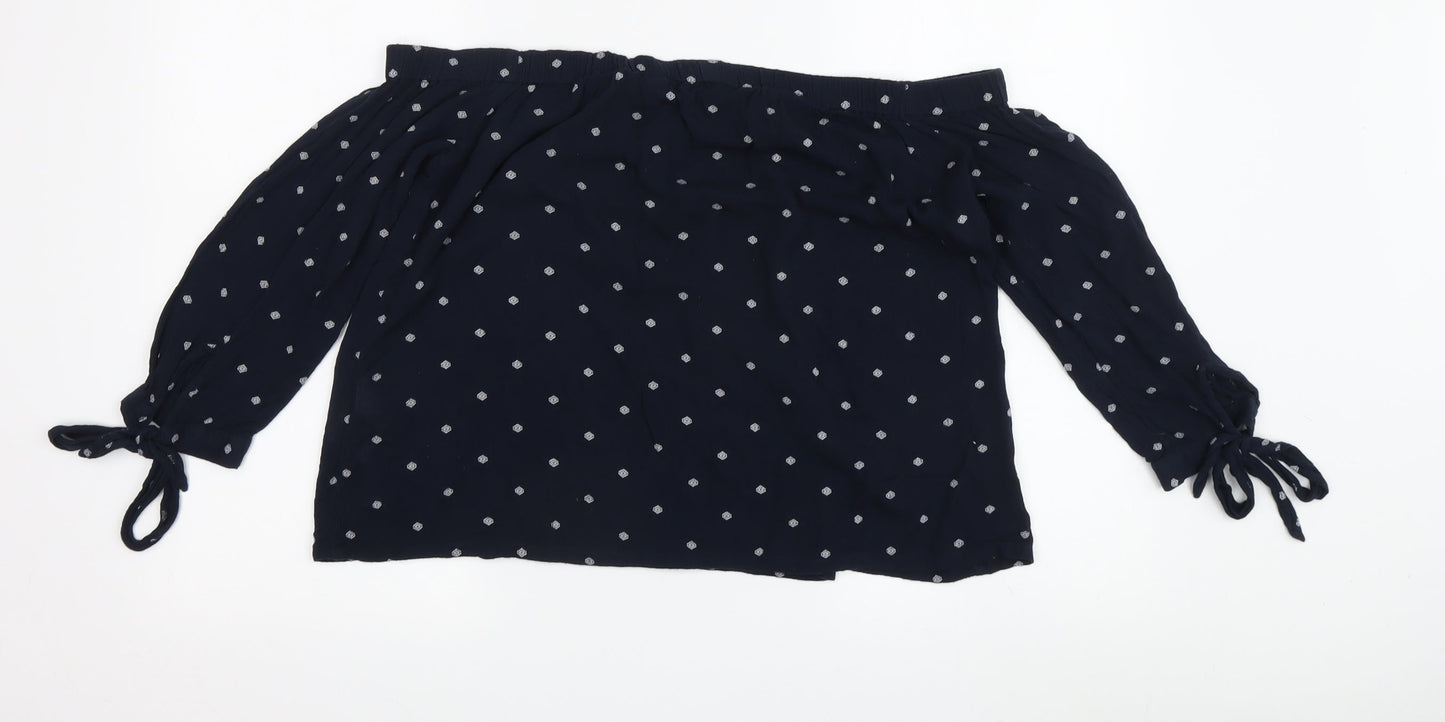 Womens UK Size S Superdry Blue Off the Shoulder Blouse