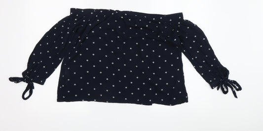 Womens UK Size S Superdry Blue Off the Shoulder Blouse