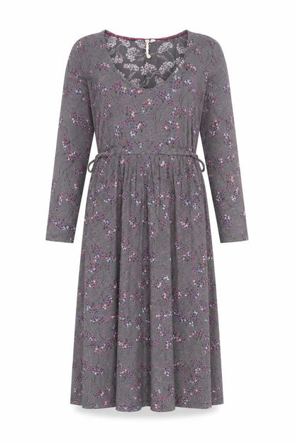 White Stuff Women's Grey Floral Fit & Flare Dress - Size 10