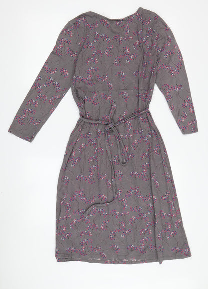 White Stuff Women's Grey Floral Fit & Flare Dress - Size 10